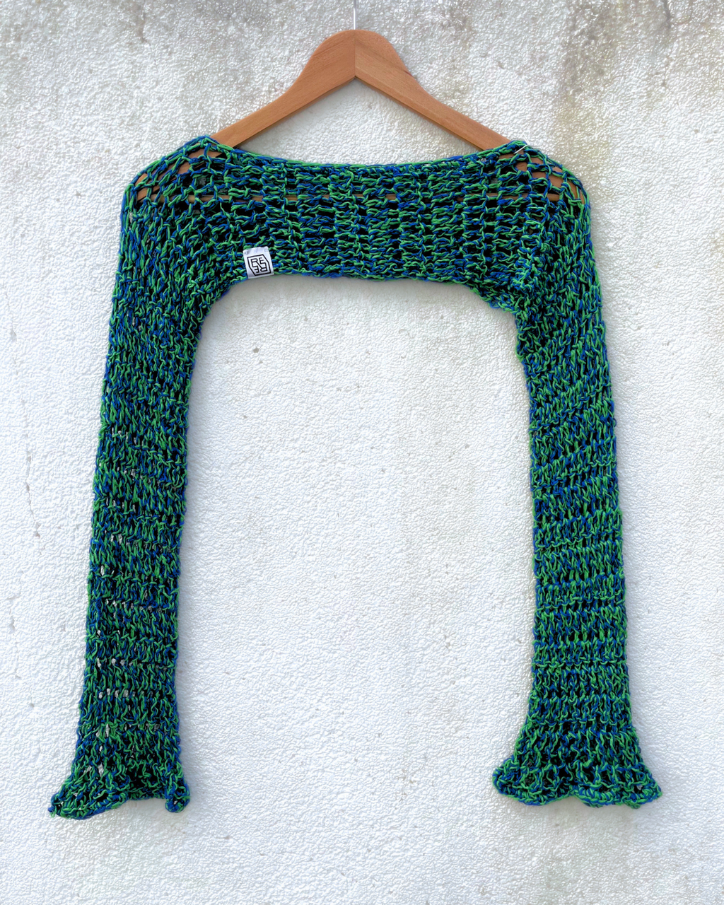 Blue-Green Sleeve + Tie Top Set