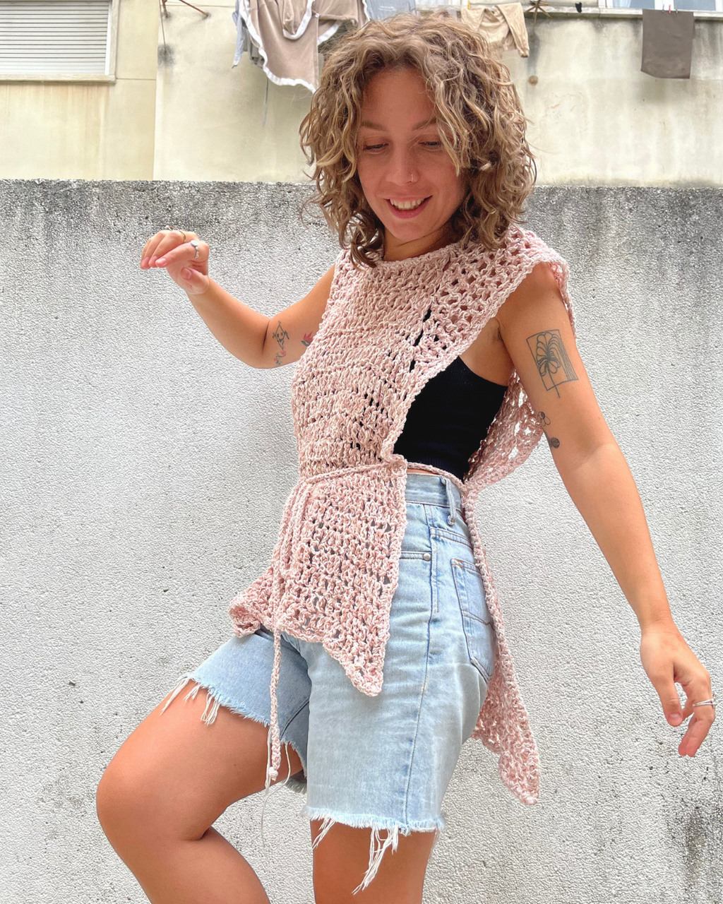 Crochet Mesh Tie Vest