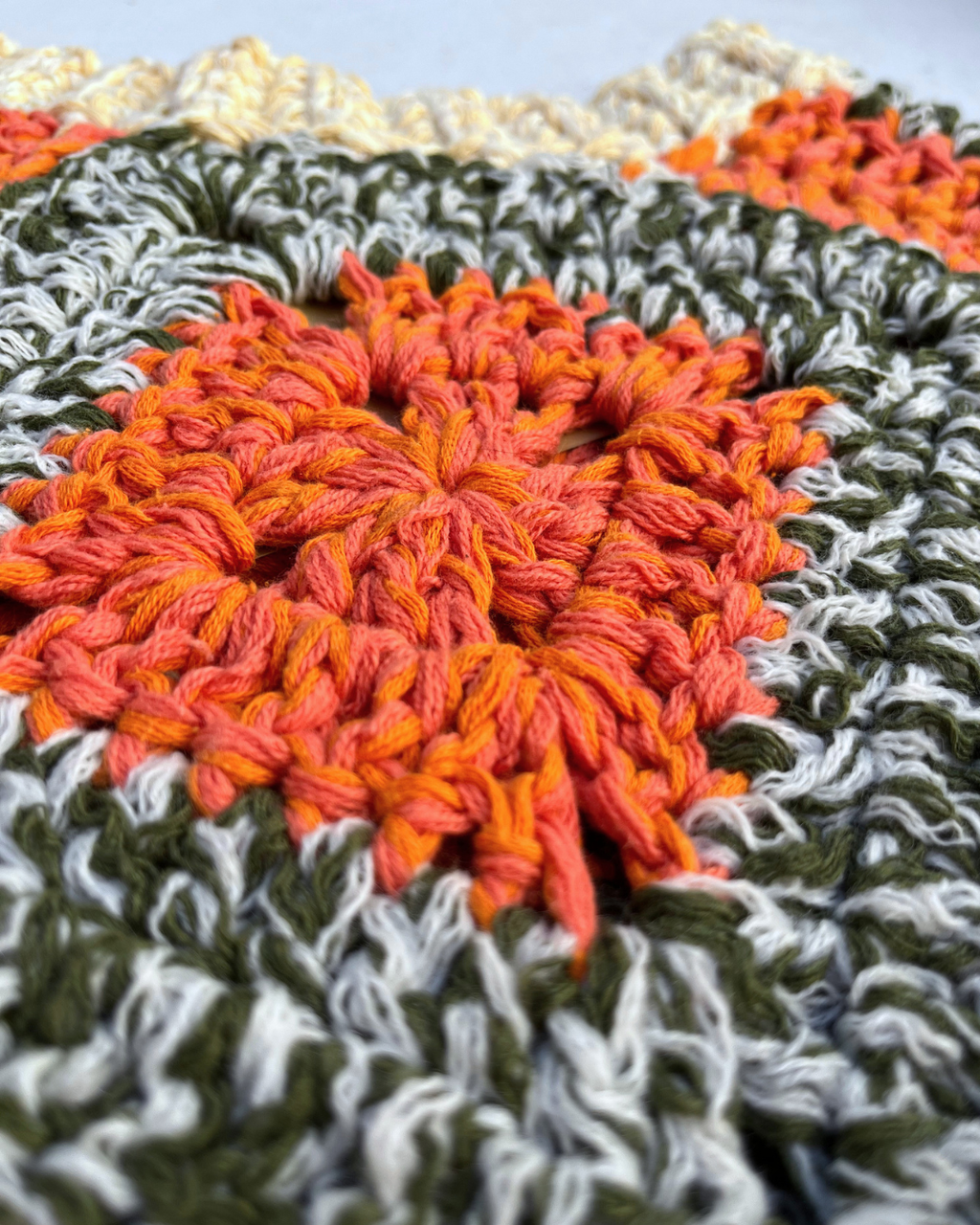 Geometric Orange-Green Crochet Vest