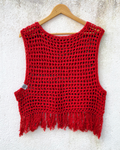 Red Fringe Crochet Vest