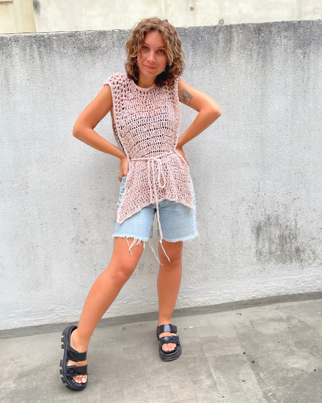 Crochet Mesh Tie Vest