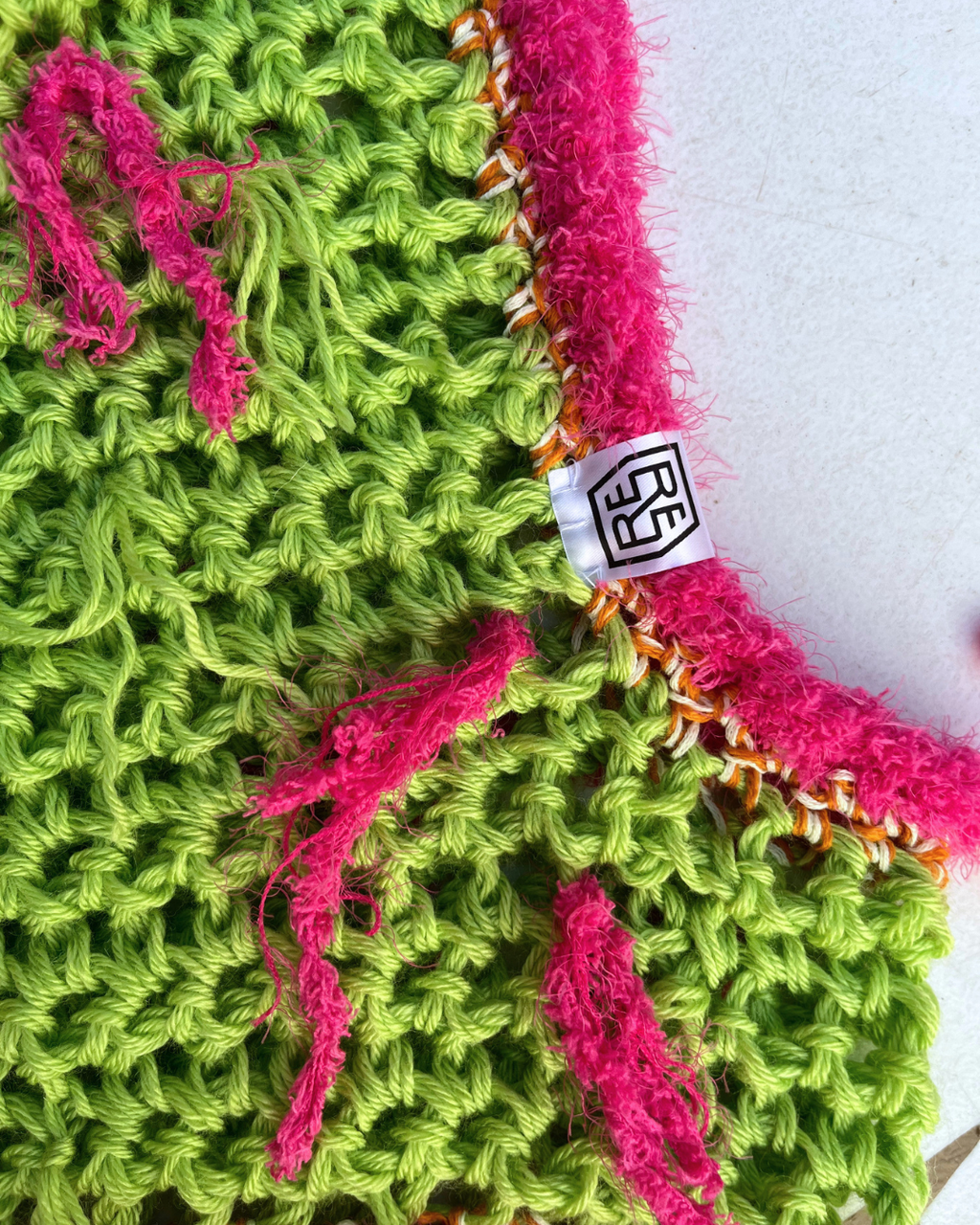 Green-Pink Fringe Crochet Vest