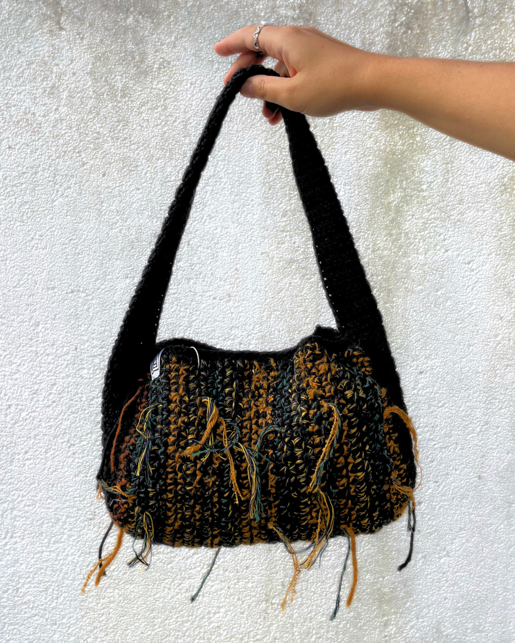 Mustard-Green Crochet Purse