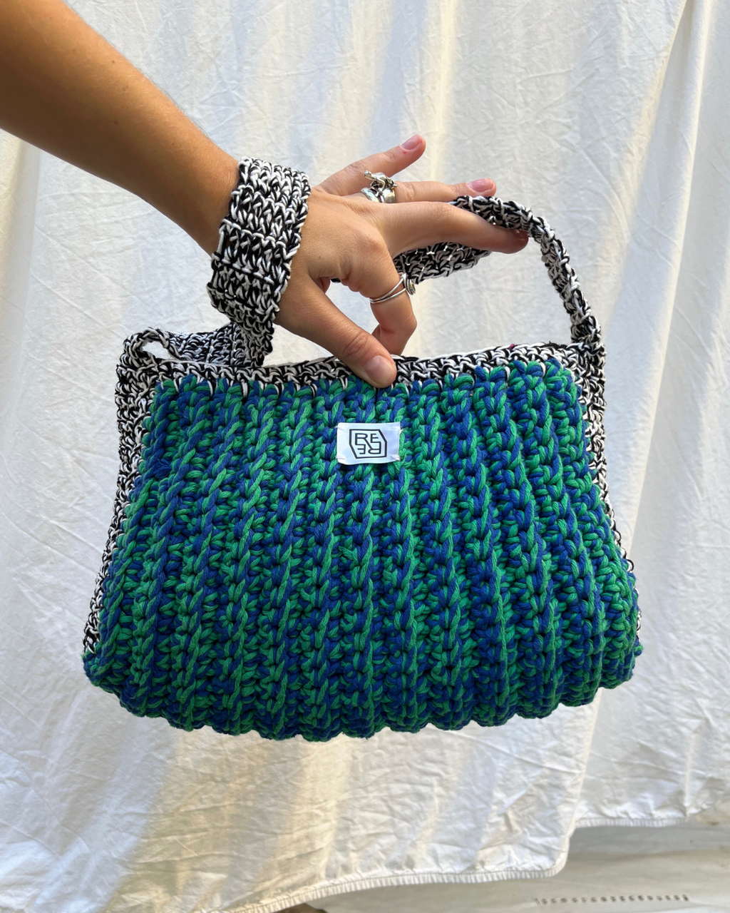 Blue–Green Crochet Purse