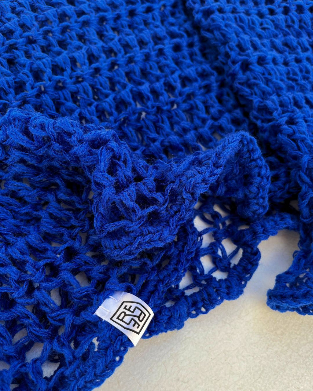 Crochet Mesh Top in Blue
