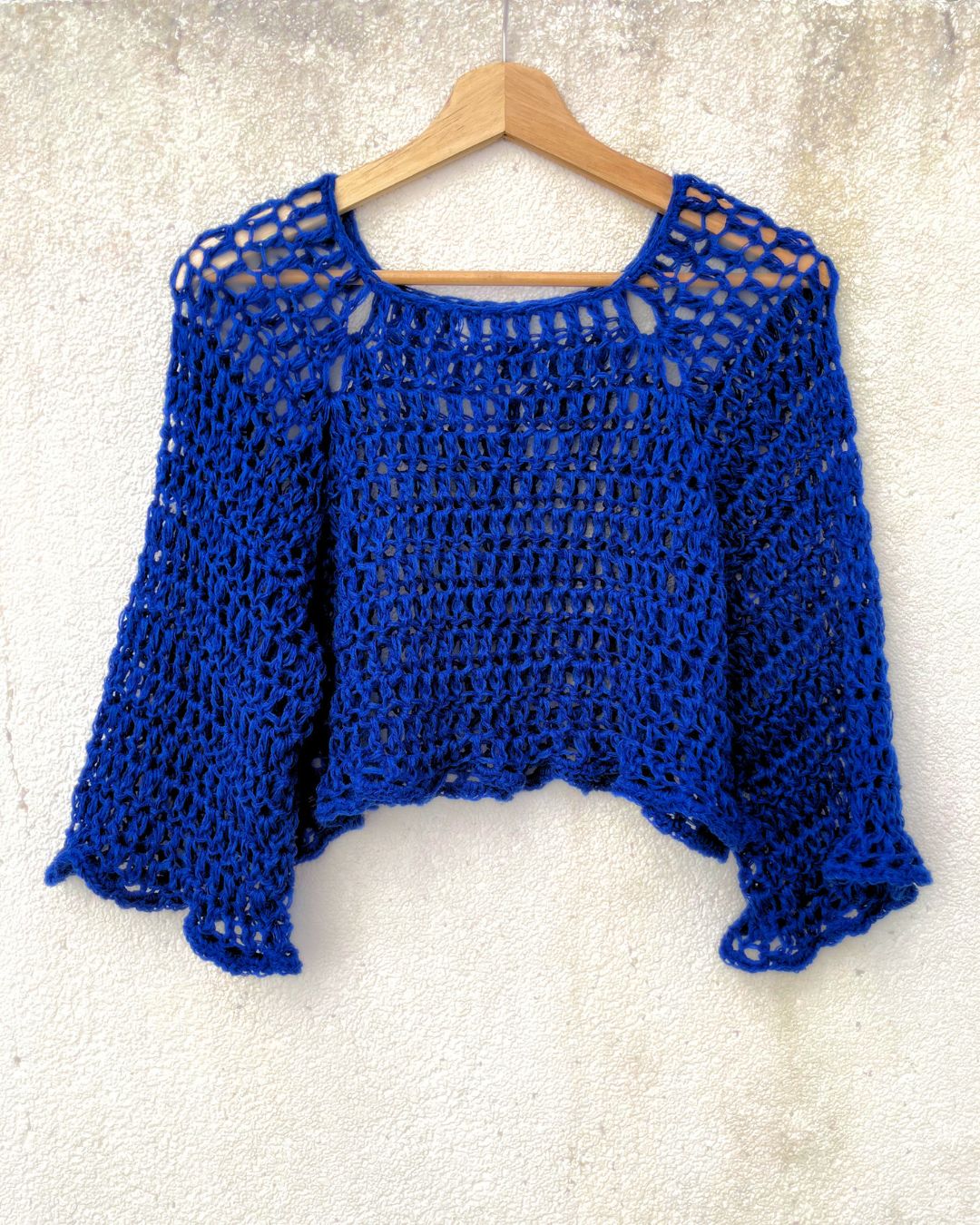 Crochet Mesh Top in Blue