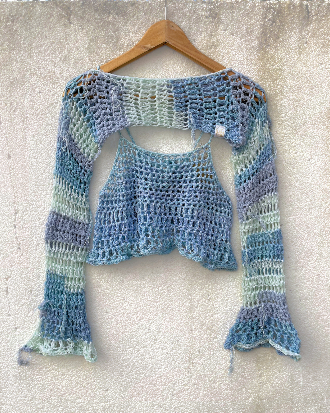 Baby Blue Sleeve + Tie Top Set