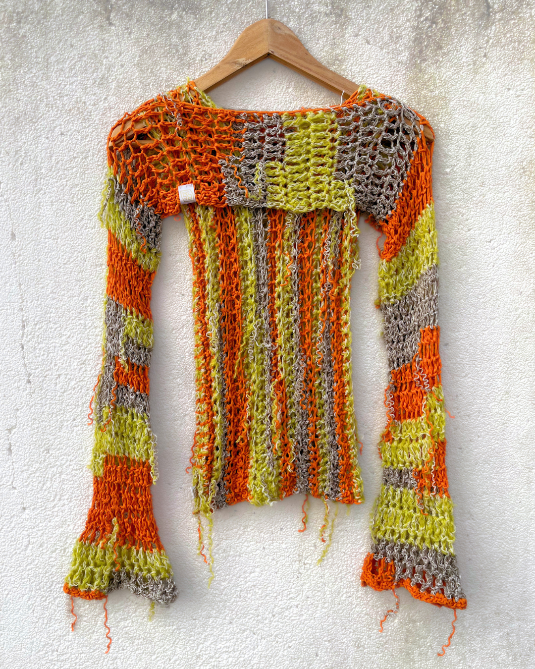 Orange-Brown Sleeve + Mesh Top Set